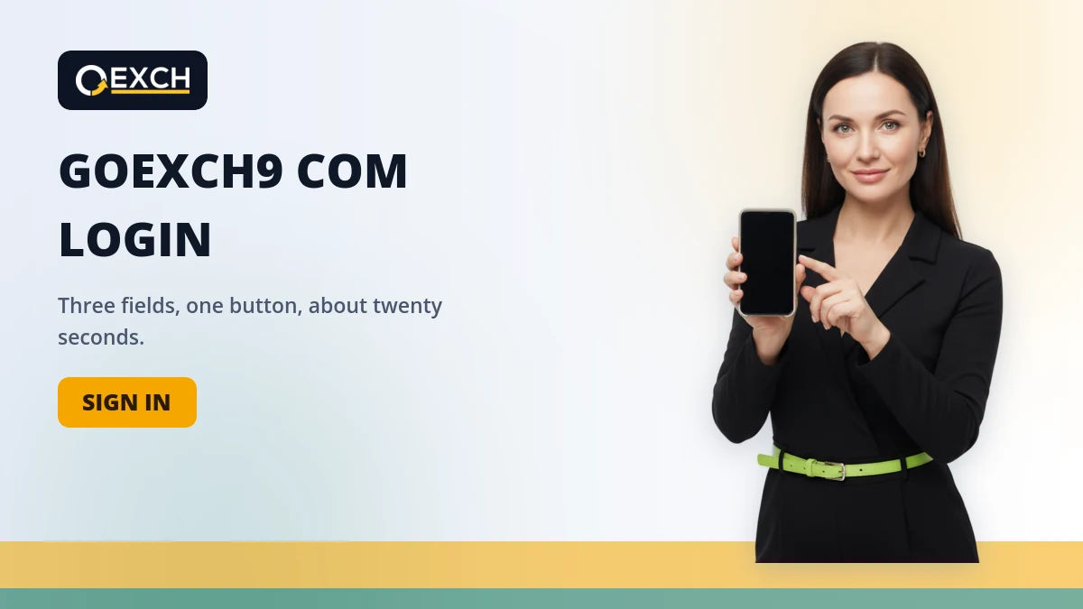 GoExch9 com login banner with a phone held up and a Sign In button